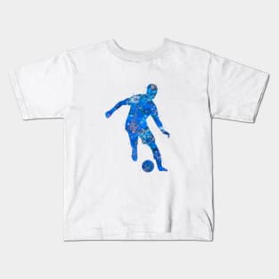 Soccer player blue art Kids T-Shirt